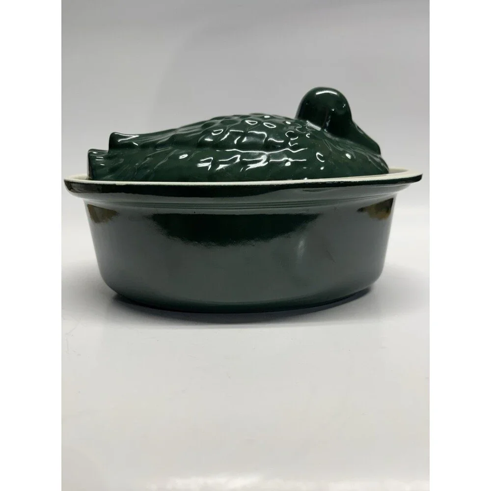 Chasseur French Duck Enameled Cast Iron Terrine Tureen Hunter Green 1.25 Qt